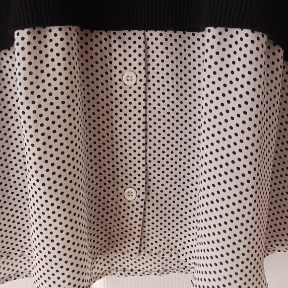 Adrianna Papell Women's Long Sleeve Combo Woven Black Sweater Top Black Size L - Picture 5 of 13